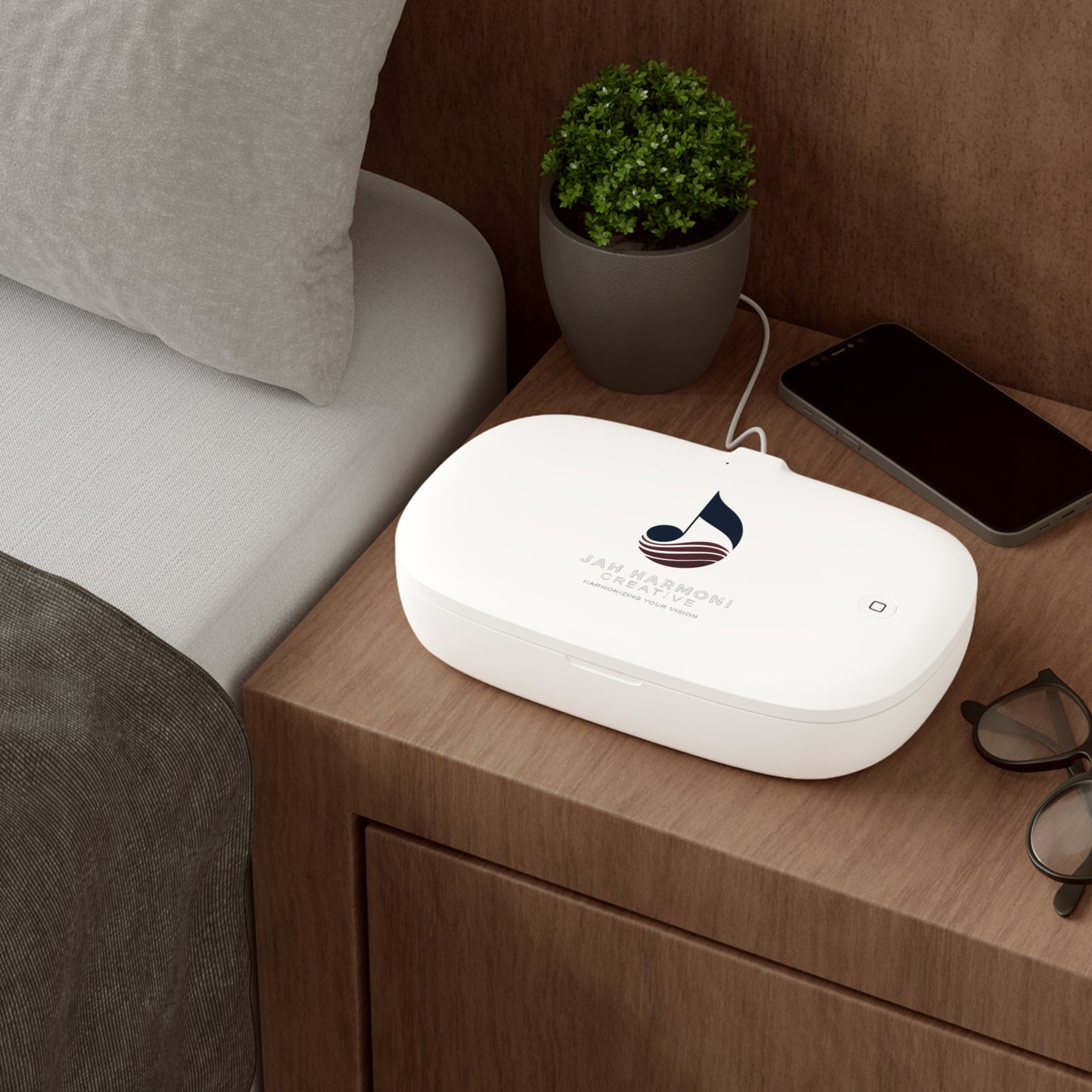UV Phone Sanitizer & Wireless Charging Pad — Logo Branded Phone Sterilizer with Qi Charger
