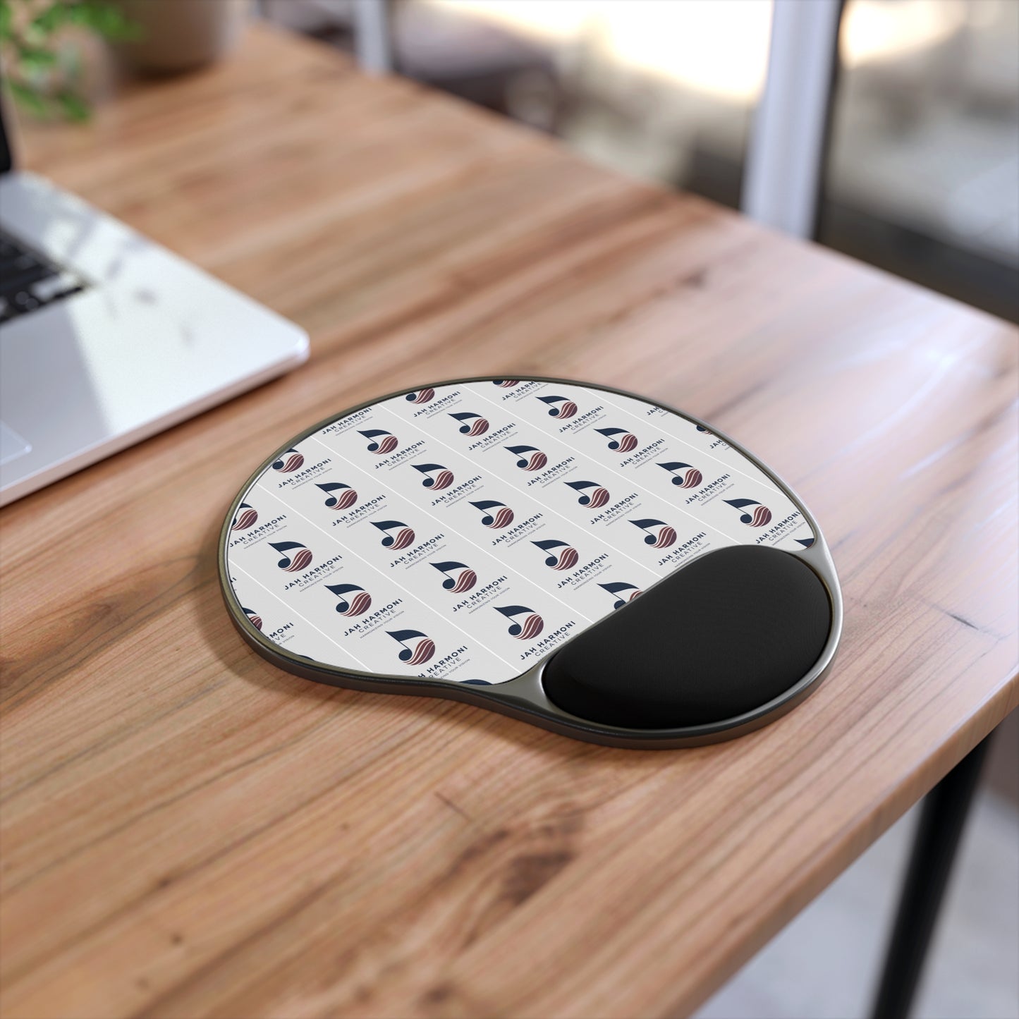 Ergonomic Mouse Pad with Wrist Rest — Nautical Logo Pattern