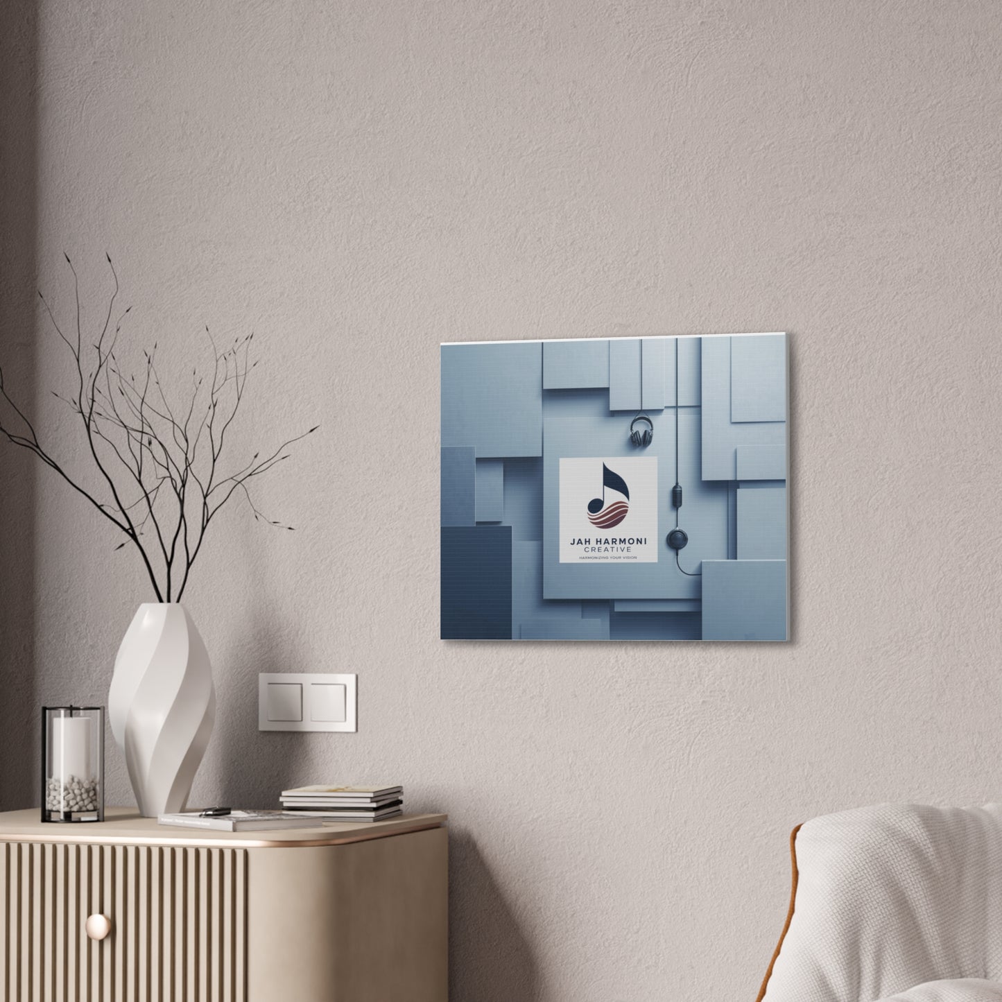 Music Studio Logo Canvas Print — Jah Harmoni Creative Stretched Wall Art