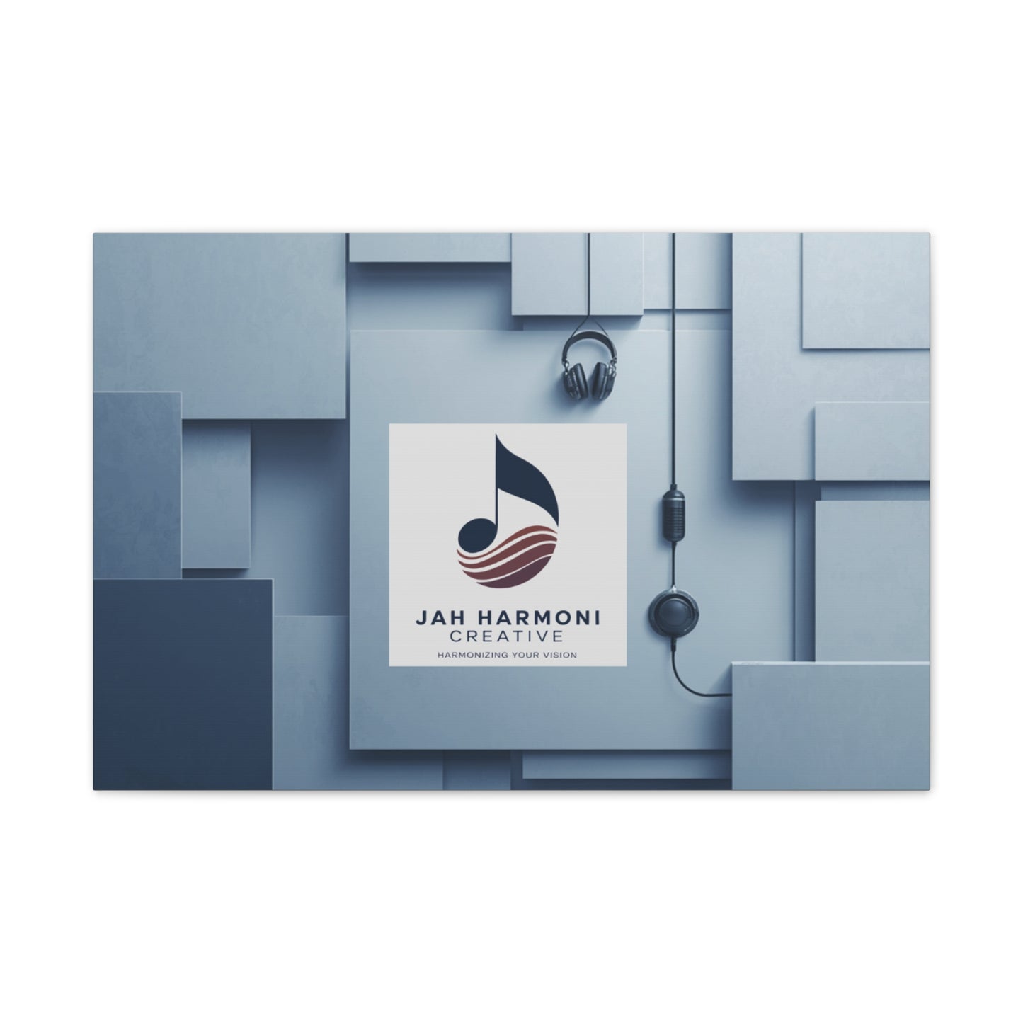 Music Studio Logo Canvas Print — Jah Harmoni Creative Stretched Wall Art