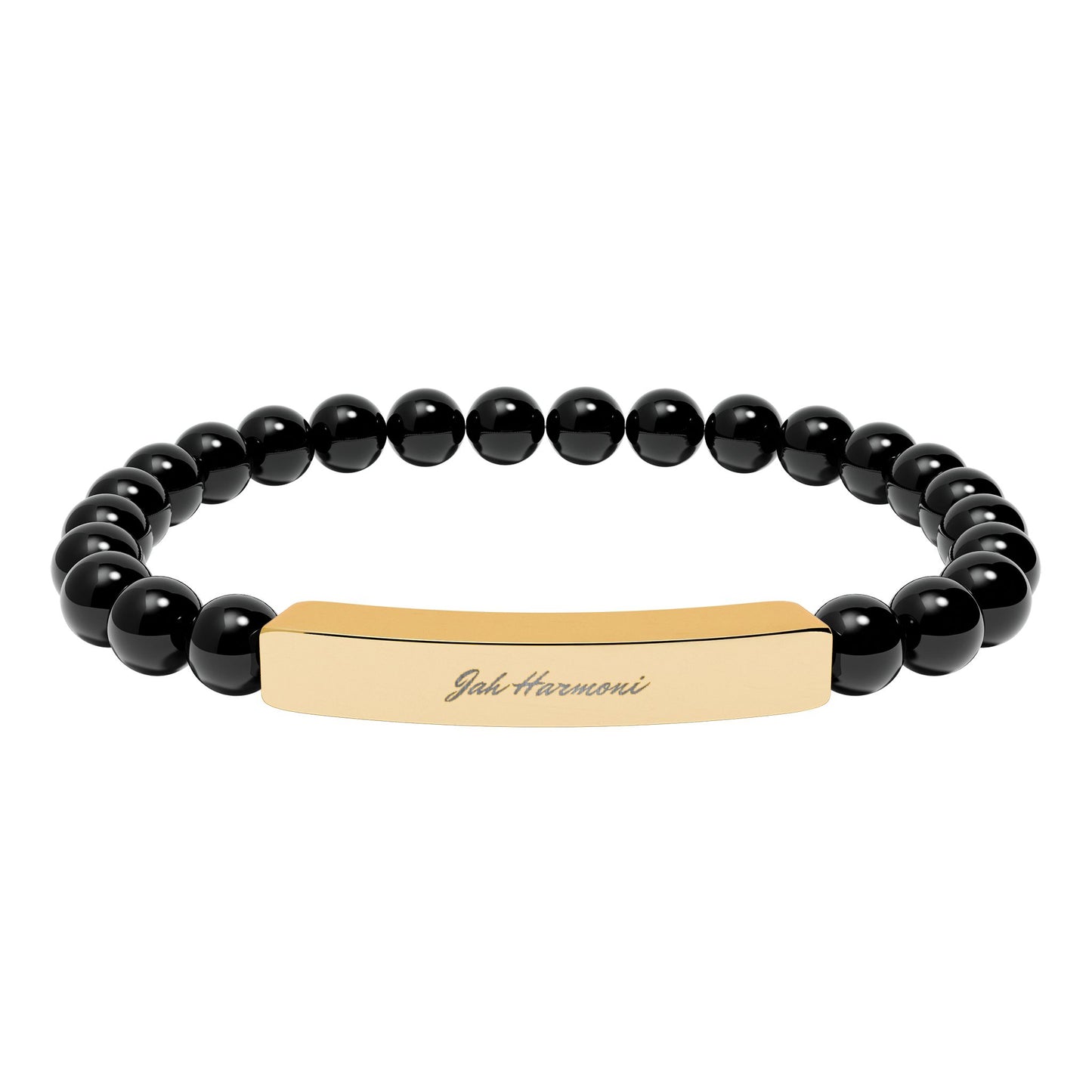 Engravable Natural Stone Stretch Bar Bracelet — Jah Harmoni Personalized Beaded Bracelet for Men & Women