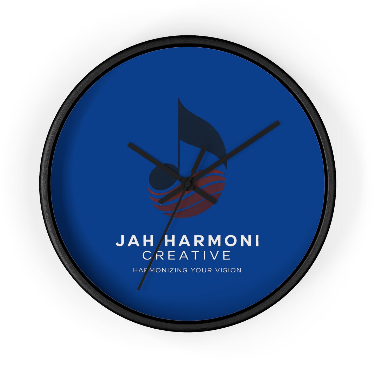 Jah Harmoni Creative Logo Wall Clock — Modern Music-Themed Office Decor