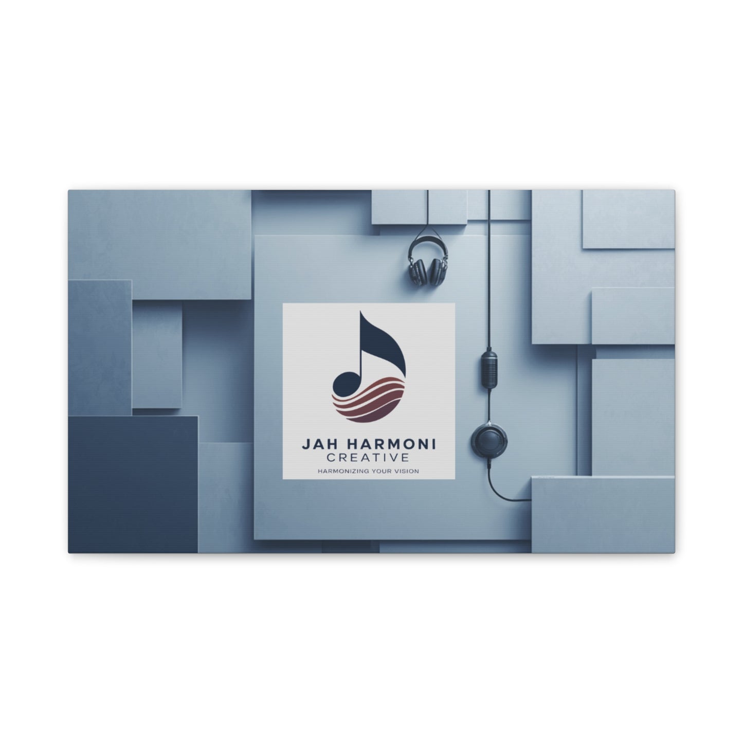Music Studio Logo Canvas Print — Jah Harmoni Creative Stretched Wall Art