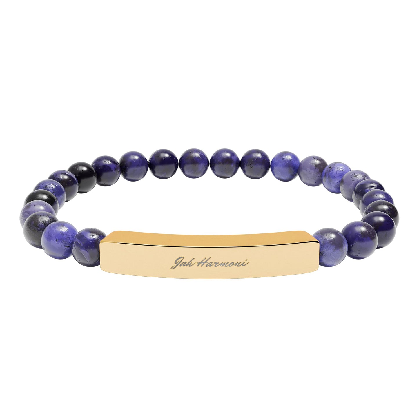 Engravable Natural Stone Stretch Bar Bracelet — Jah Harmoni Personalized Beaded Bracelet for Men & Women