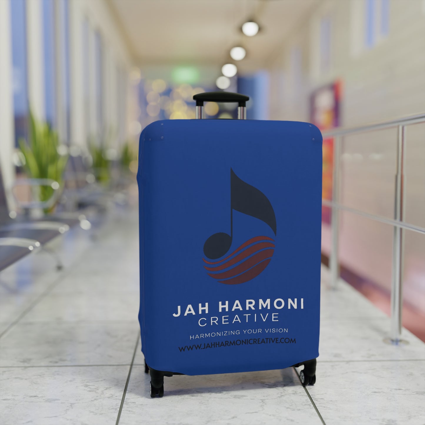 Luggage Cover — Jah Harmoni Custom Music Logo Pattern Travel Protector