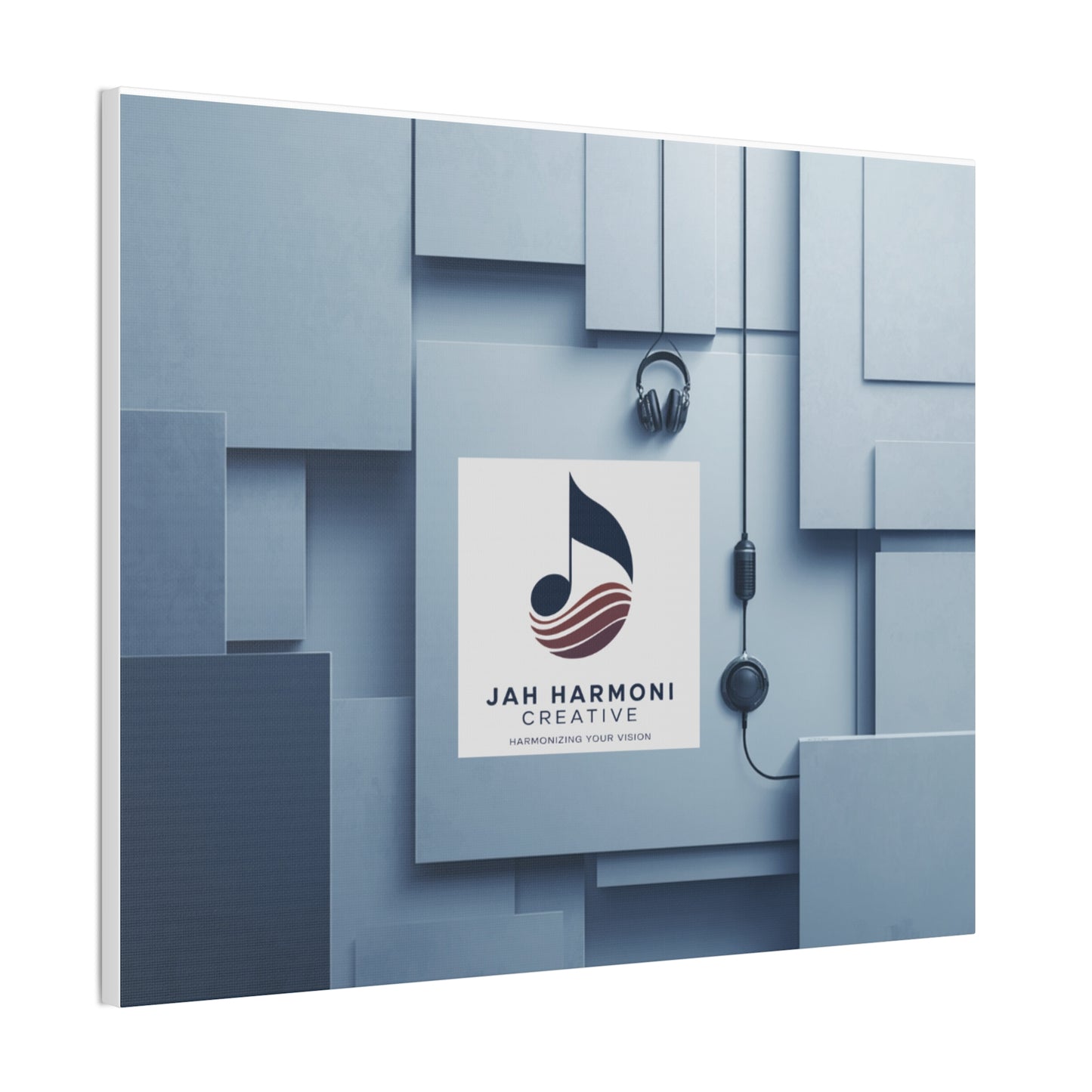 Music Studio Logo Canvas Print — Jah Harmoni Creative Stretched Wall Art