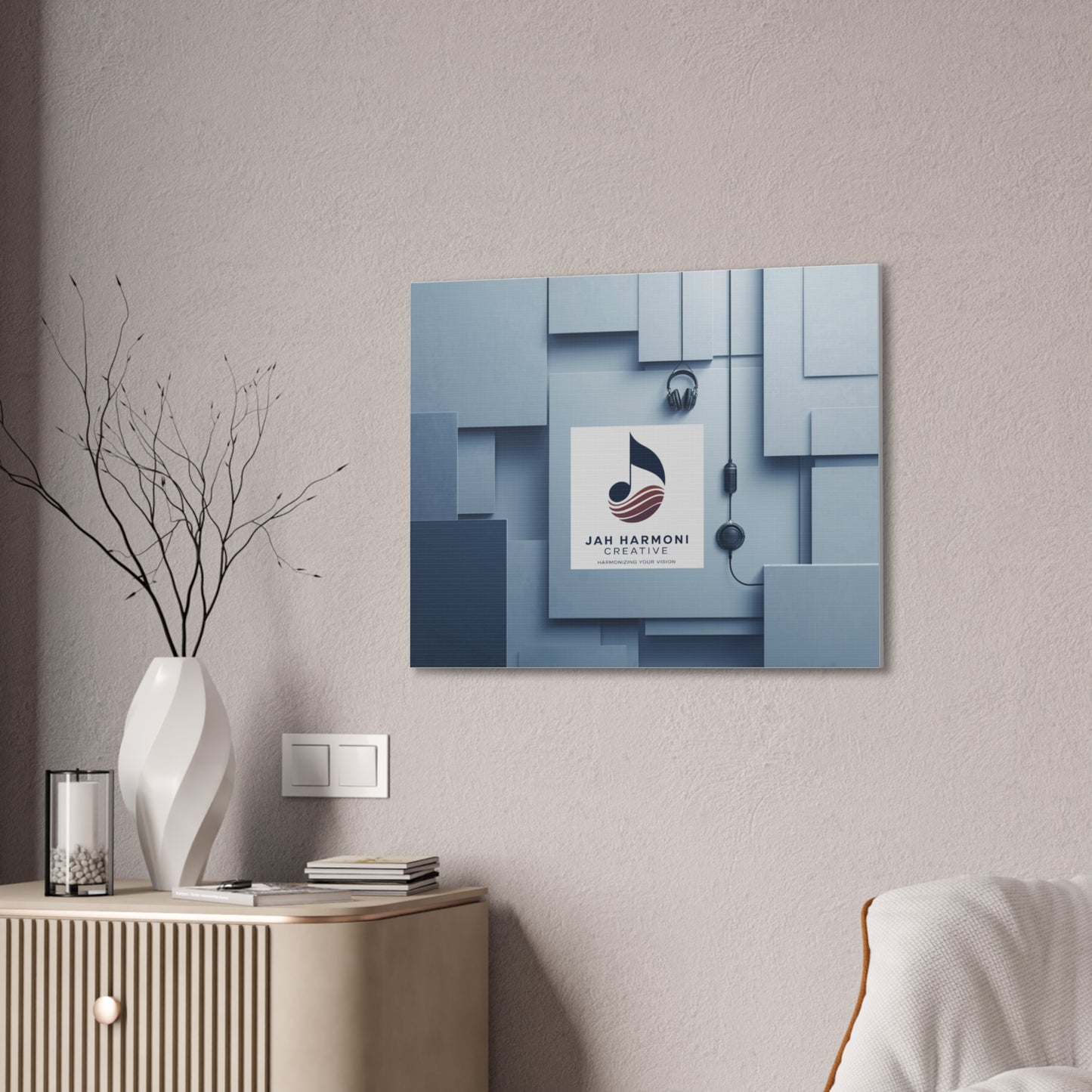 Music Studio Logo Canvas Print — Jah Harmoni Creative Stretched Wall Art