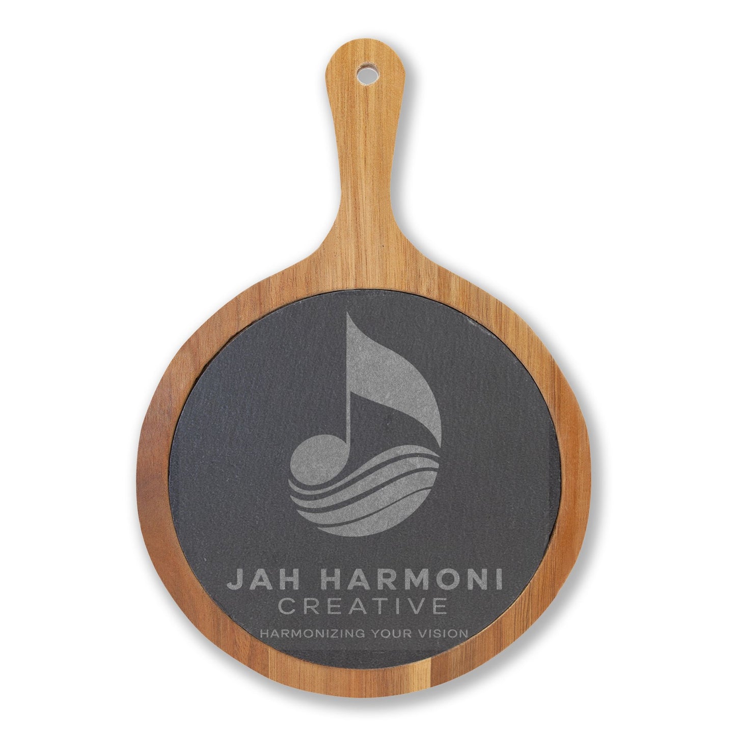 Engraved Acacia Charcuterie Board with Slate Insert & Cheese Tools
