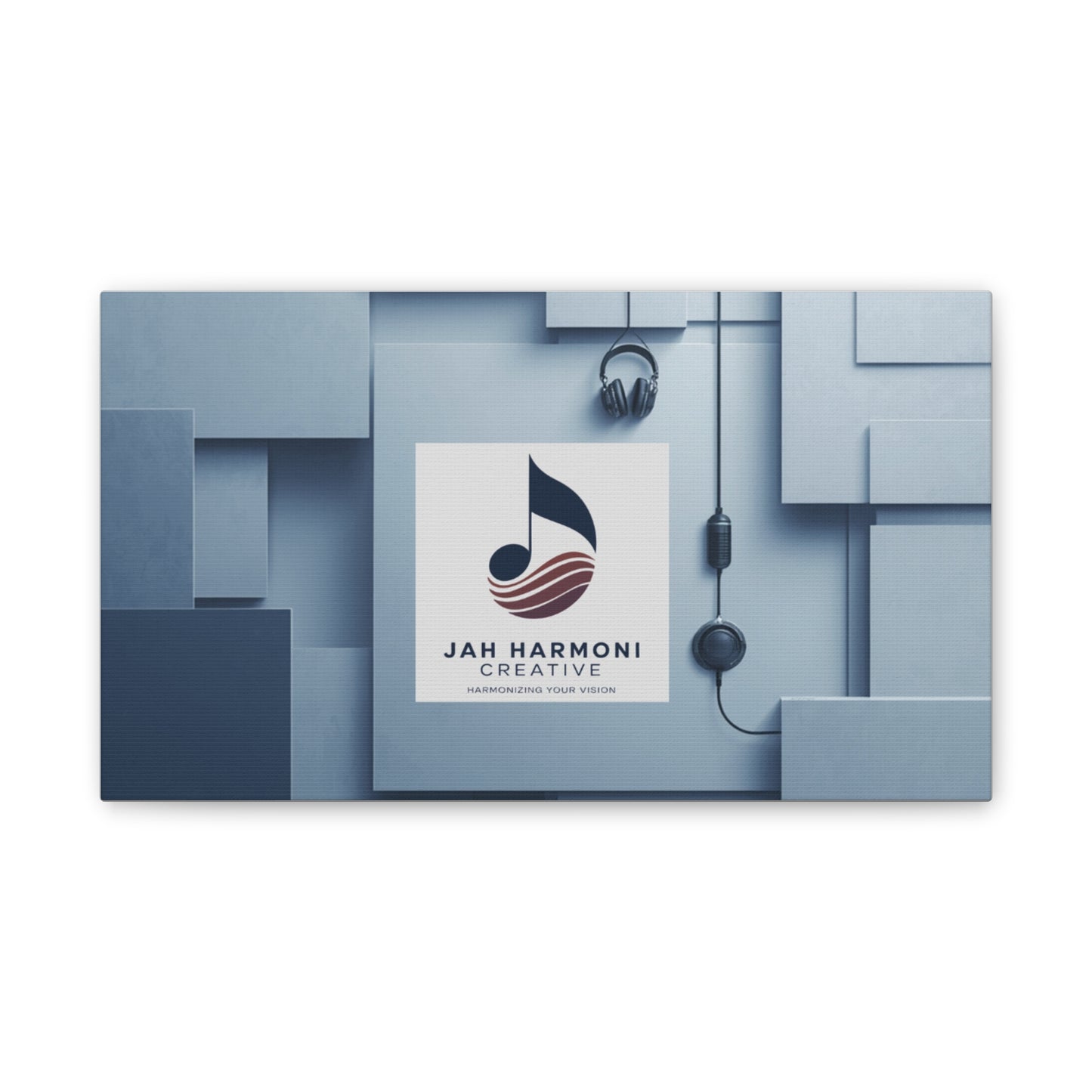 Music Studio Logo Canvas Print — Jah Harmoni Creative Stretched Wall Art