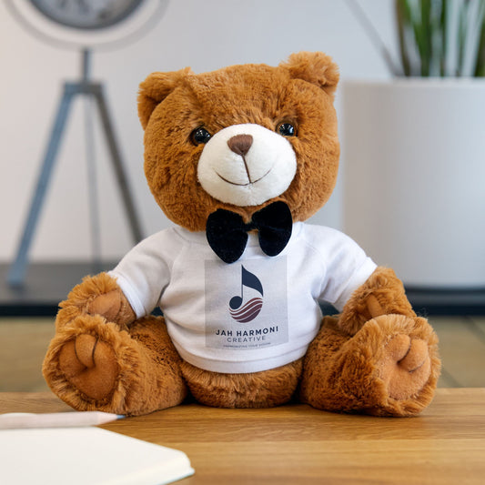Plush Jah Harmoni Teddy Bear with Custom Logo T‑Shirt — Soft Branded Gift Toy
