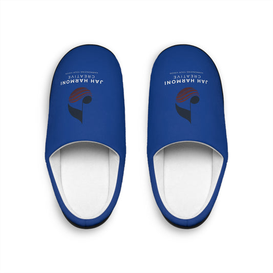 Cozy Jah Harmoni Blue Logo Unisex Indoor Slippers — Soft Home Slip-Ons