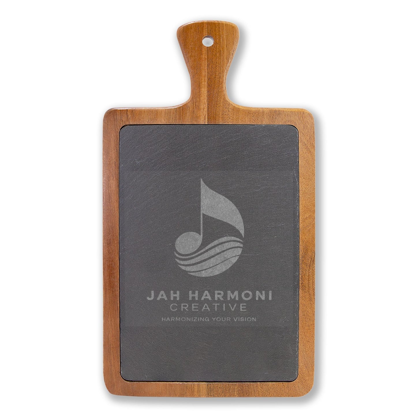 Engraved Acacia Charcuterie Board with Slate Insert & Cheese Tools