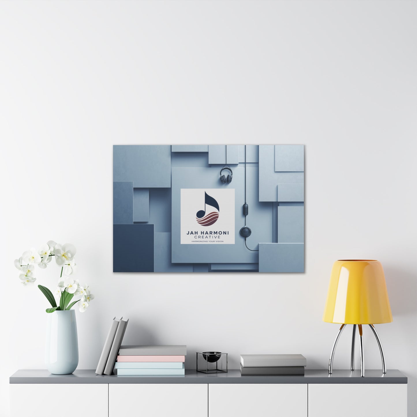 Music Studio Logo Canvas Print — Jah Harmoni Creative Stretched Wall Art